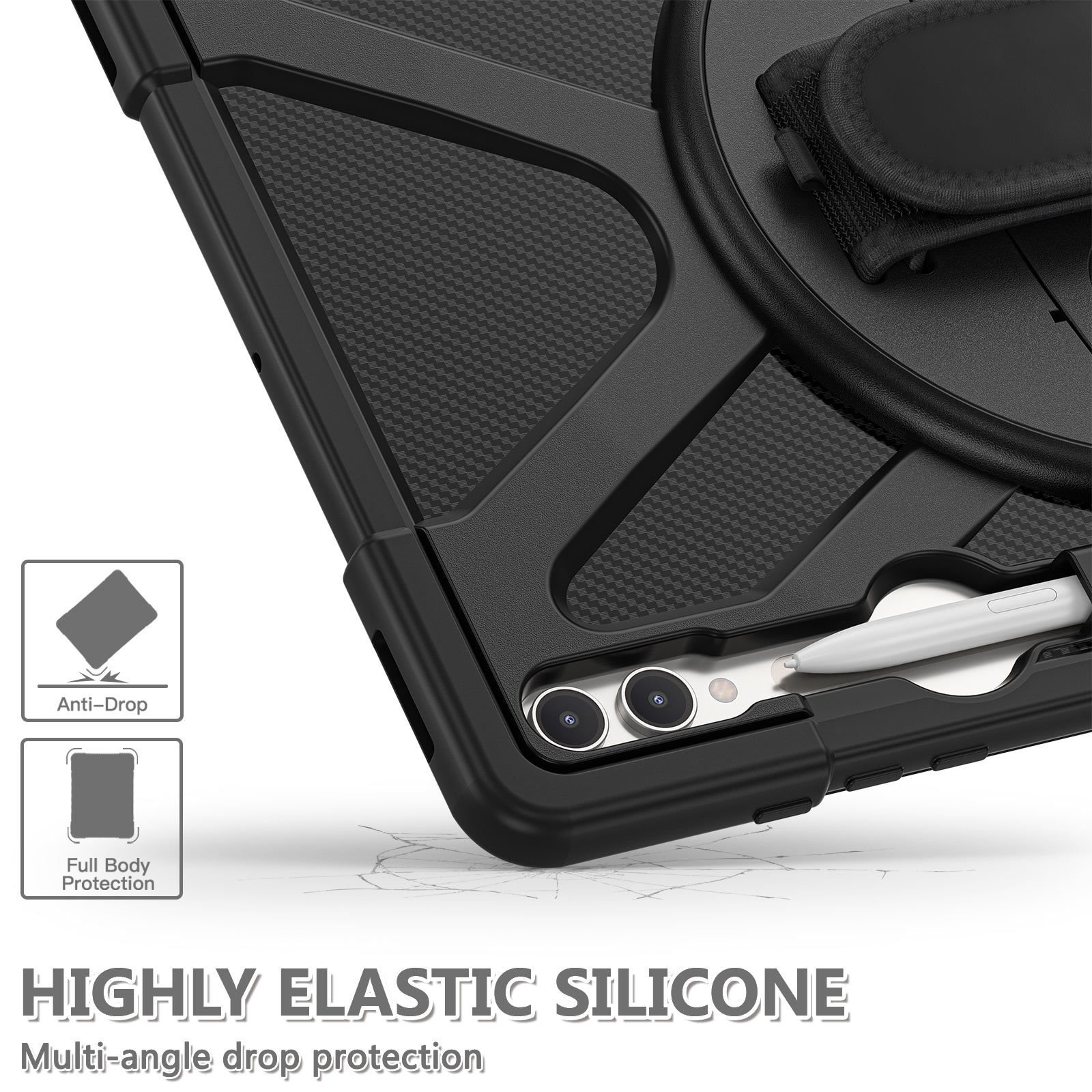 Kickstand Tablet Case for Samsung Galaxy Tab S8 Ultra X900 X906 / Tab S9 Ultra X910 , Rugged Shockproof PC + TPU Cover with Hand Strap - Black Kickstand Tablet Case for Samsung Galaxy Tab S8 Ultra X900 X906 / Tab S9 Ultra X910 , Rugged Shockproof PC + TPU Cover with Hand Strap - Black